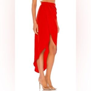 NWT Superdown Vibrant‎ Red Arielle Slit Maxi Skirt Sz Small
